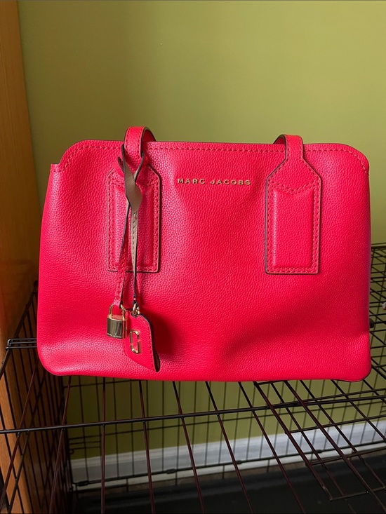 Marc Jacobs Handbags - Marc Jacobs Bright Red Leather Satchel with Gold Accents